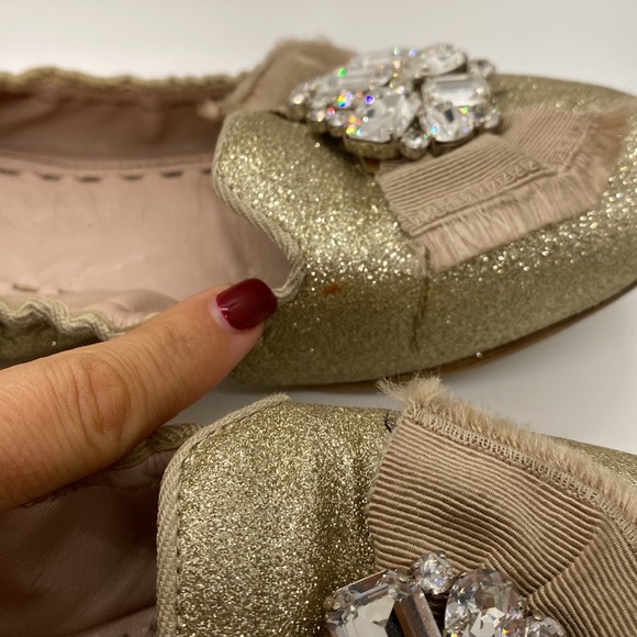 Miu Miu Loafers Flats Gold Authentic - Picture 13 of 13